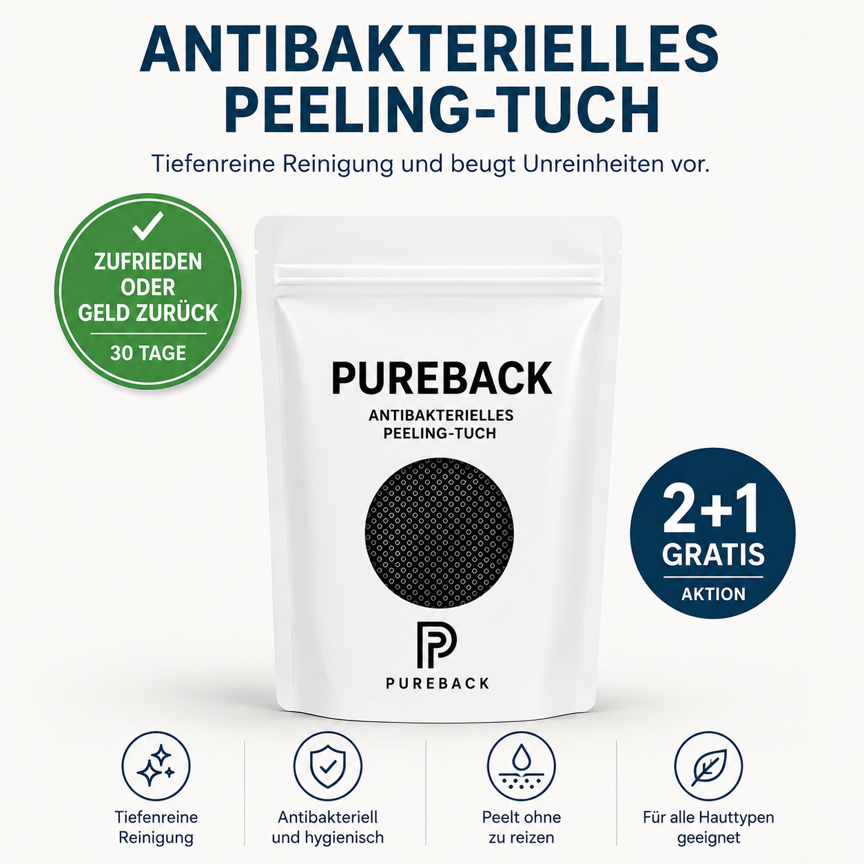 2+1 ANGEBOT Antibakterielles Peeling-Handtuch für eine reinere Haut